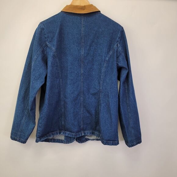 J.G. Hook Denim Jean Jacket Womens Size 14 Blue Dark‎ Wash Tan Corduroy Collar - Picture 6 of 10